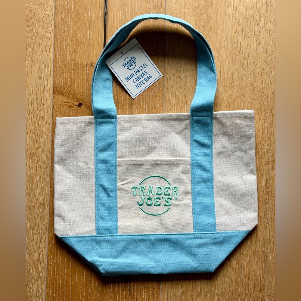 Trader Joe's Limited Edition, Pastel Mini, Tiffany Blue & Cream Tote Bag